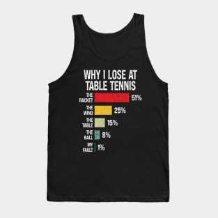 Why I Lose At Table Tennis, Funny Table Tennis Player Tank Top